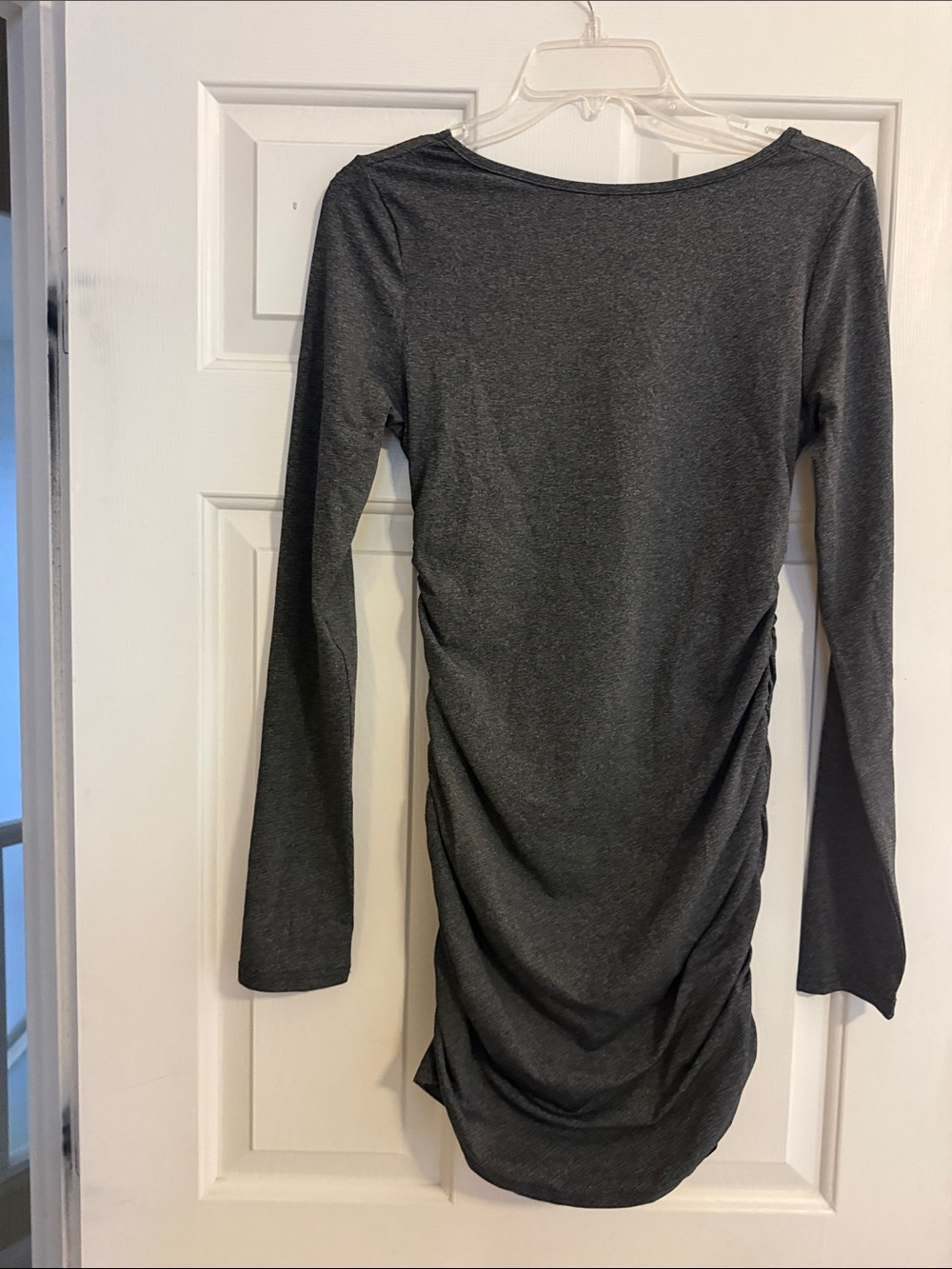 SHEIN Charcoal Gray Long Sleeve Ruched Bodycon Dress
